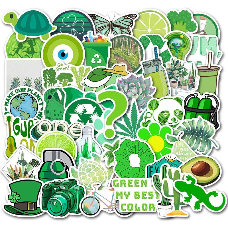 H133 - Sticker MÀU XANH LÁ độc đáo - PVC/ Hình dán Chống nước Hoạ tiết