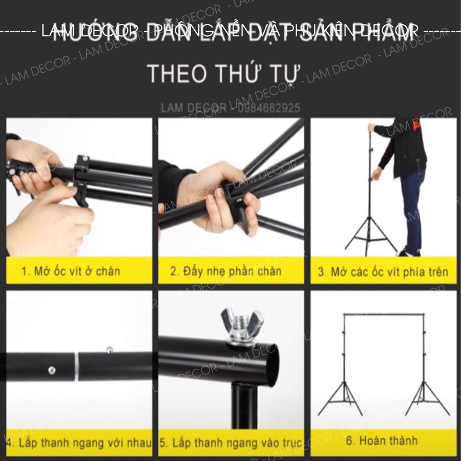 Bộ khung treo phông nền di động để livestream, chụp lôkbook cao 2m