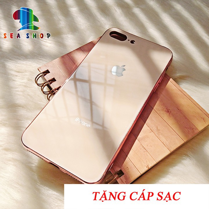 Ốp lưng iPhone 7 Plus - 8 Plus lưng kính cao cấp - Viền nhựa dẻo chống sốc