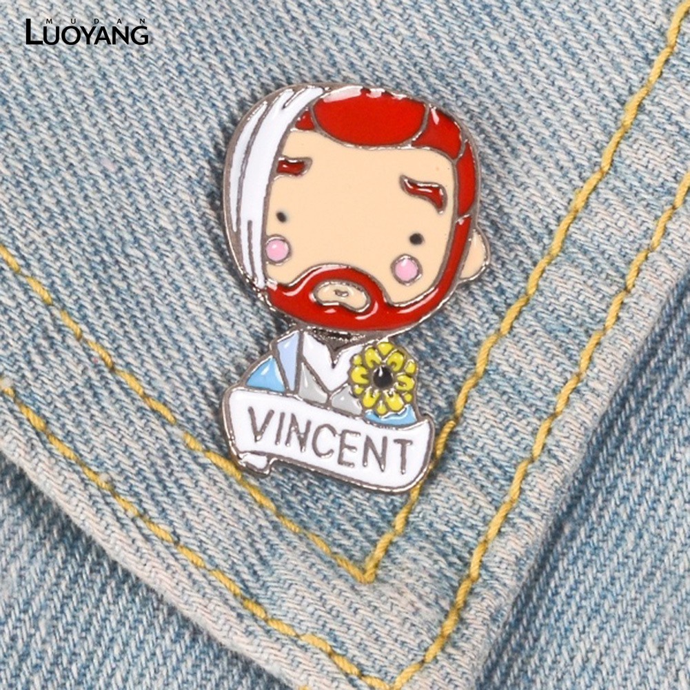 English Letter Vincent Van Alloy Jewelry Brooch