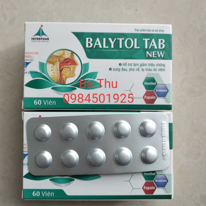 BALYTOL TAB NEW - alpha choay từ thảo dược: Hỗ trợ giảm sưng, phù nề, tụ máu chống viêm.
