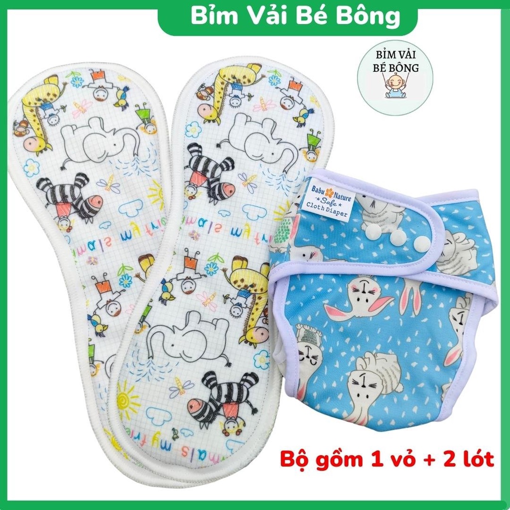 [ƯU ĐÃI] [10 QUẦN+20 LÓT] Combo 10 Bộ Bỉm Vải, Tã Vải Babu Nature Nature Chống Hăm, Chống Tràn Cho Bé, SIZE M,L