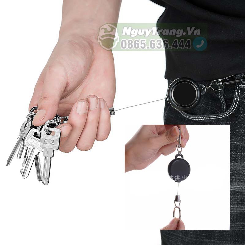 Móc treo chìa khóa dây cáp rút 60cm chống mất chìa khóa