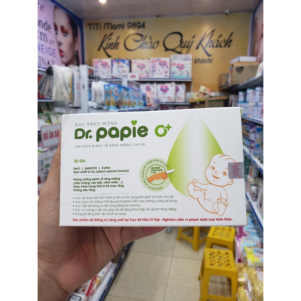 1 Chiếc Gạc Rơ Lưỡi Dr Papie Vệ Sinh Răng Miệng Cho Bé, Rơ lưỡi Dr Papie An toàn cho bé [ Shop Bé TiTi ]