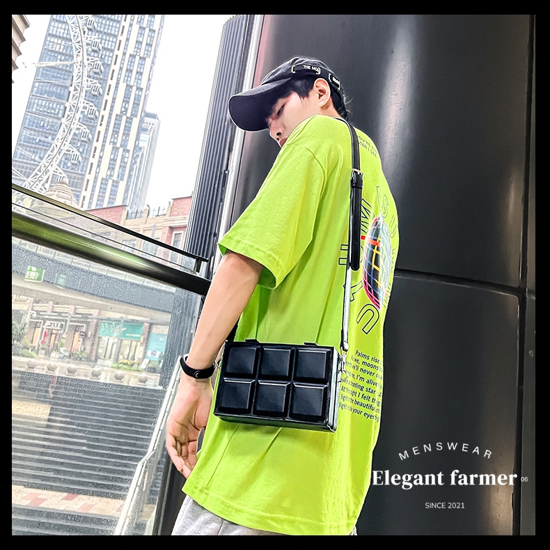 [MENSWEAR ELEGANT FARMER] Túi hộp đeo chéo hoạ tiết ô vuông nam &amp; nữ phong cách Hàn Quốc 2023 (5506)