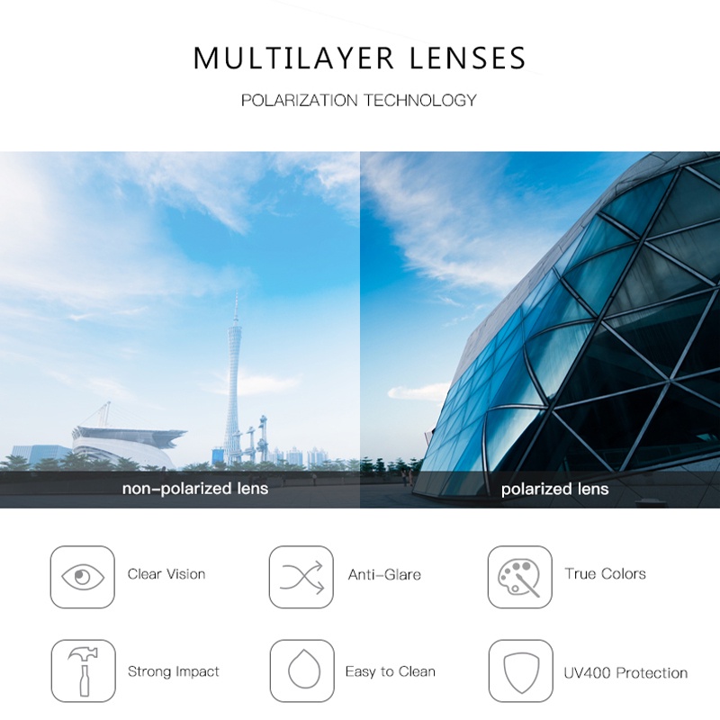 Kính Mát Tròng Vuông Phân Cực Chống Tia UV400 RZ1183 Thời Trang Cho Nam Nữ