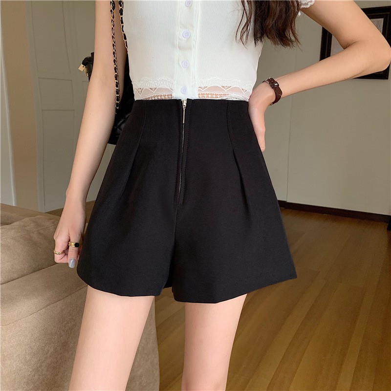 Quần short đùi lưng cao 4 li dây kéo giữa hottrend