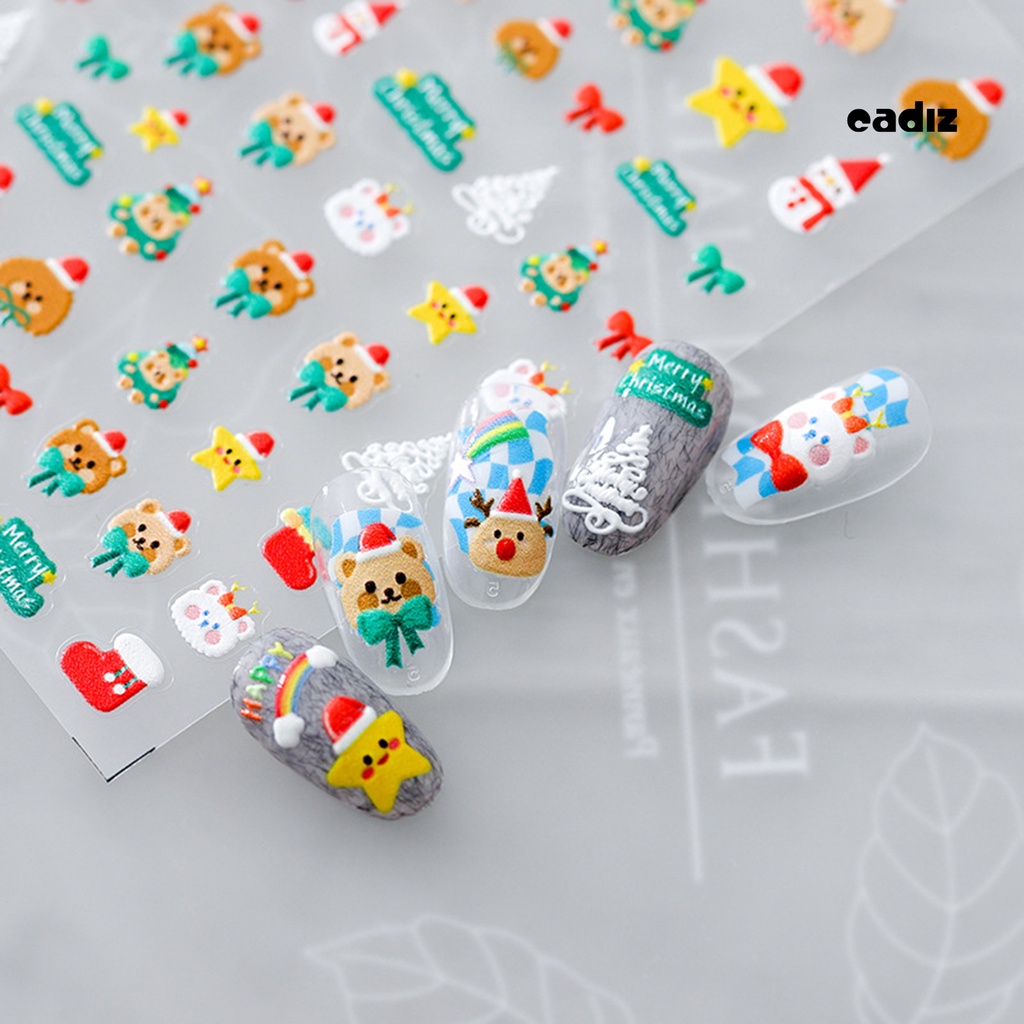 Miếng Dán Trang Trí Móng Tay Họa Tiết Giáng Sinh 5D Siêu Mỏng