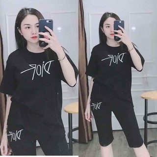 Set đồ bộ nữ, đồ bộ mặc nhà, đồ bộ thể thao thun cotton quần lửng mặc nhà, họa tiết thêu DI OR