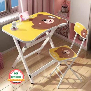 (Sỉ lẻ}Bộ bàn học trẻ em gấp gọn thông minh, hoạt tiết hoạt hình đa dạng, bàn ăn cho trẻ gấp gọn, bàn để laptop gấp gọn