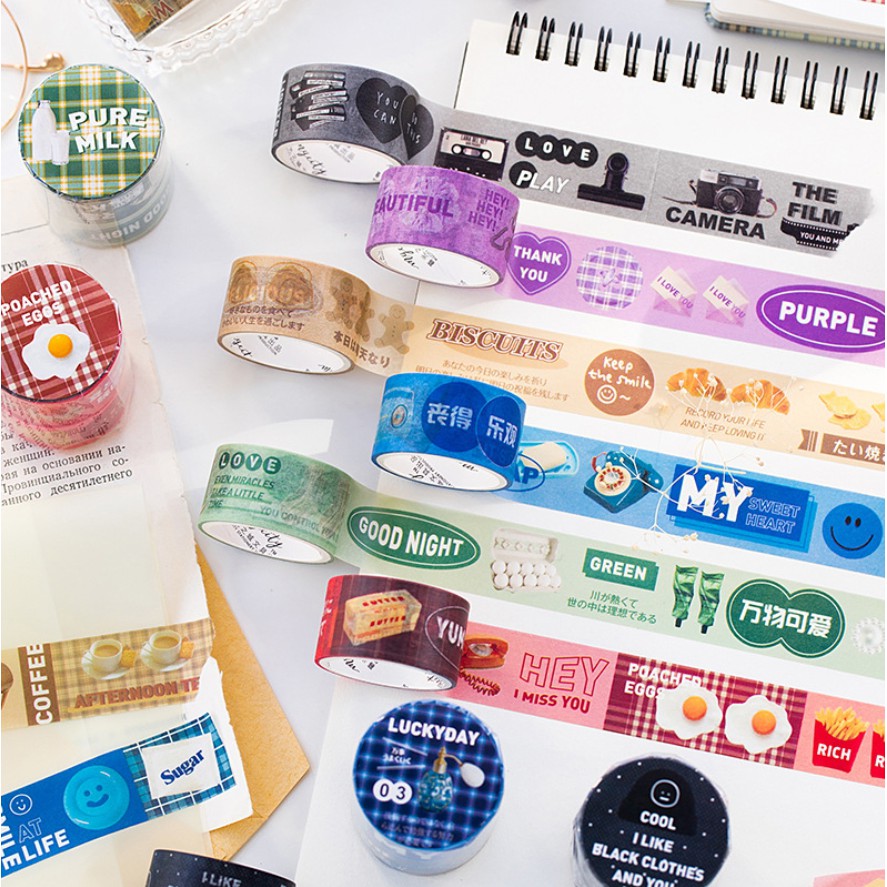 Bộ 2 cuộn washi tape Mgcity Cosmic light wave băng keo trang trí sổ tay bullet journal | BSW109