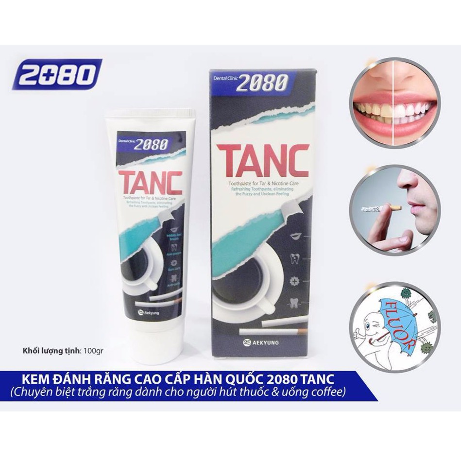 Kem Đánh Răng Làm Sạch, Loại Bỏ Mảng Bám 2080 TANC Cho Người Hút Thuốc Và Uống Coffee 100g