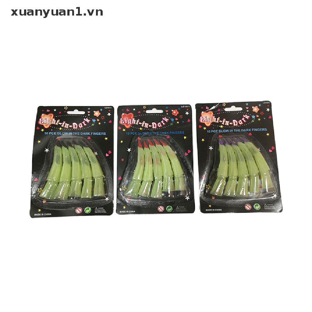 Set 10 Móng Vuốt Phù Thủy Dạ Quang Hóa Trang Halloween