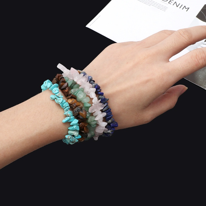 Set 5 Vòng Tay Chuỗi Hạt Đá Chakra 7 Màu Tự Nhiên