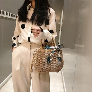 Túi nữ đan bằng sợi mây phong cách mùa hè thời trang