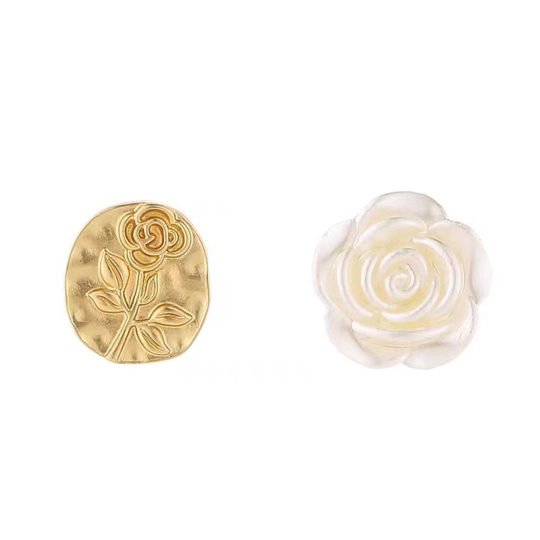 Bông Tai Kim Loại Mạ Bạc 925 Hình Hoa Hồng Phong Cách Retro Hàn Quốc Mới