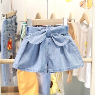 Quần Short Denim Đính Nơ Thời Trang Mùa Hè Mới 2022 Cho Bé Gái