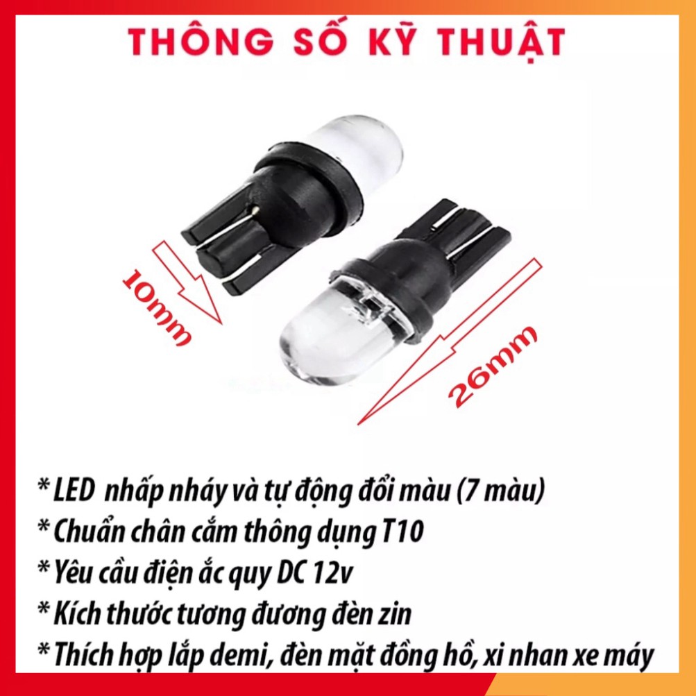 Đèn Led Xi Nhan 7 Màu Nhấp Nháy Dùng Để Làm Xinhan hoặc Demi Chân T10 (Giá 1 Bóng) Có Video Chi Tiết (Ảnh tự chụp)