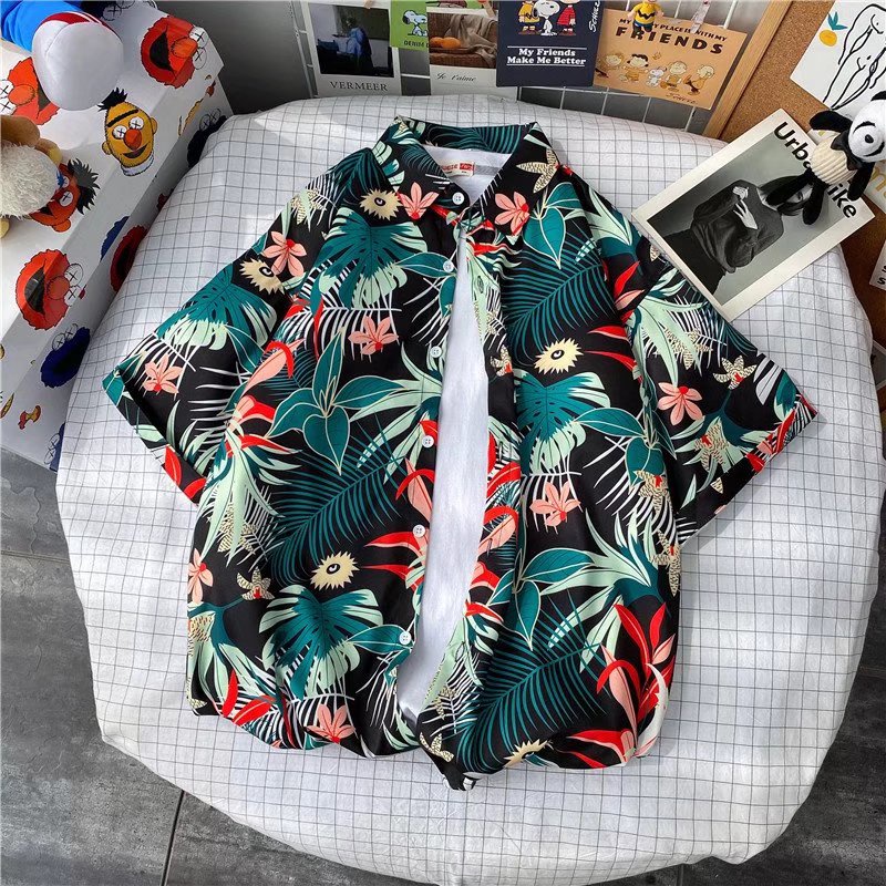 Áo sơ mi tay ngắn dáng rộng phong cách hip hop Hàn Quốc cho nam size m-3xl