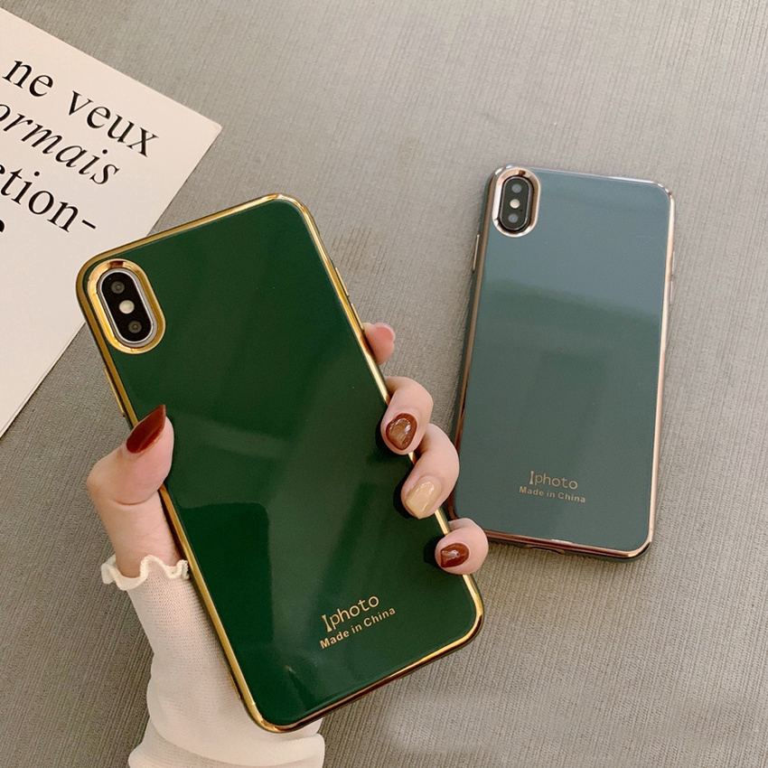 Ốp điện thoại silicone mạ viền vàng kim cho iPhone 11 Pro Max 6 6s 7 8 Plus X Xs Xr SE 2020