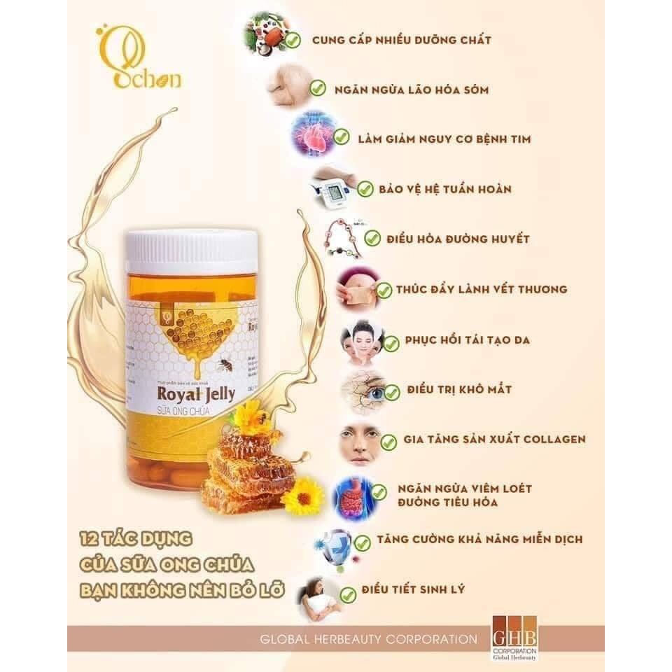 SỮA ONG CHÚA ROYAL JELLY SCHON - GHB-CHÍNH  HÃNG - NGĂN NGỪA LÃO HÓA - ĐIỀU TIẾT SINH LÝ- Mờ thâm - Mờ nám - hôp100 viên