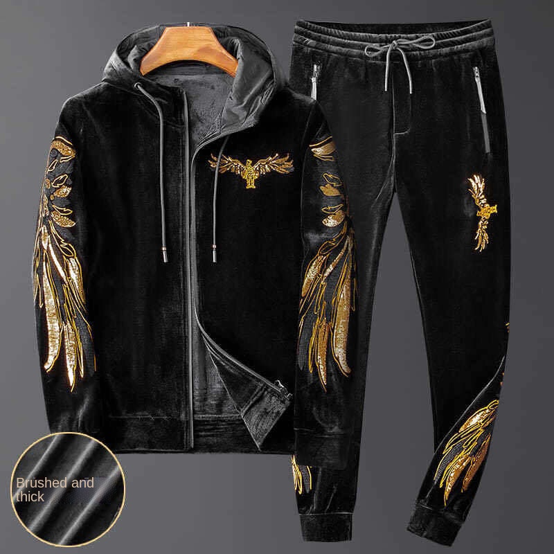 Set đồ thể thao vải nhung dày phong cách Hàn Quốc thời trang mùa đông cho nam