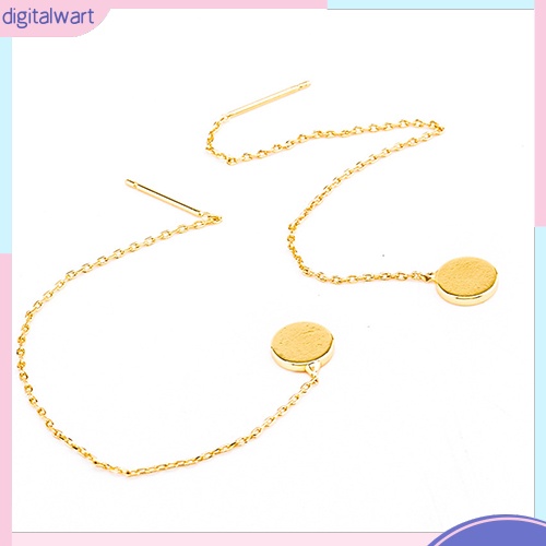 Đôi khuyên tai dài phối mặt tròn thời trang cho nữ