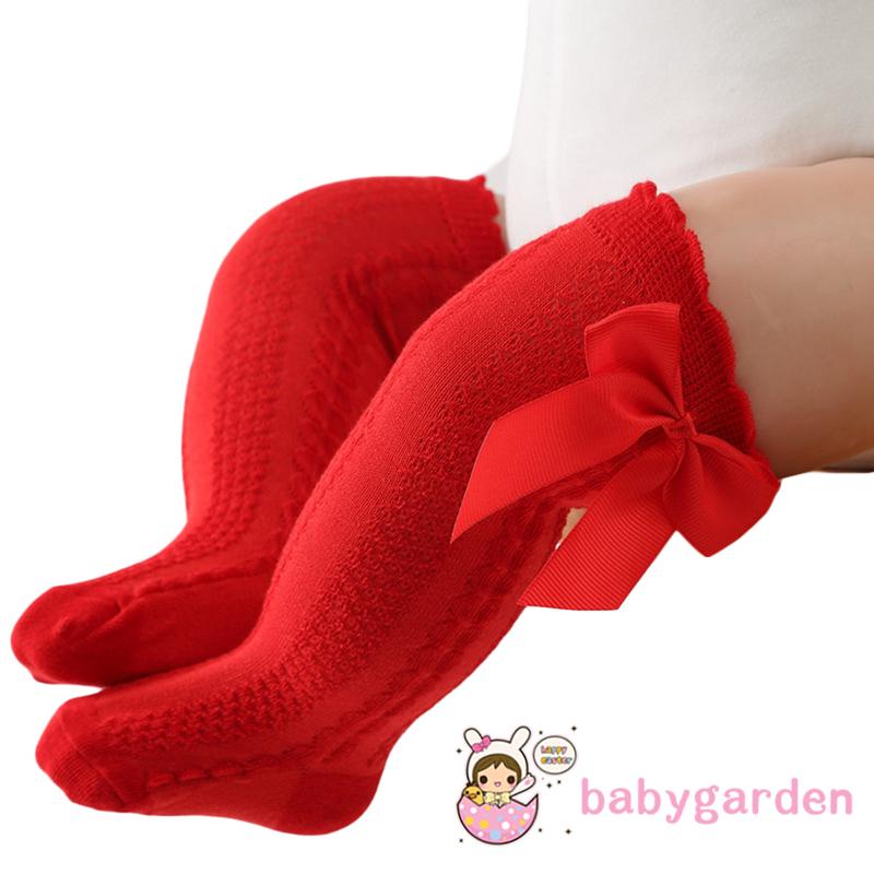 Vớ Đan Len Dài Ngang Đầu Gối Đính Nơ Dễ Thương Cho Bé Gái Từ 0-2 Tuổi