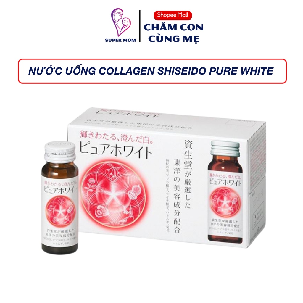 Nước uống trắng da collagen Shiseido Pure White Nhật Bản hộp 10 chai x 50ml 10/2024