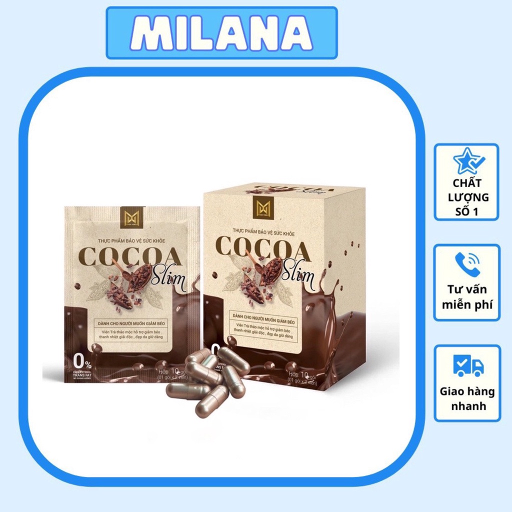 Mẫu Mới Giảm Cân Cocoa Slim Dạng Viên Hộp 10 Gói