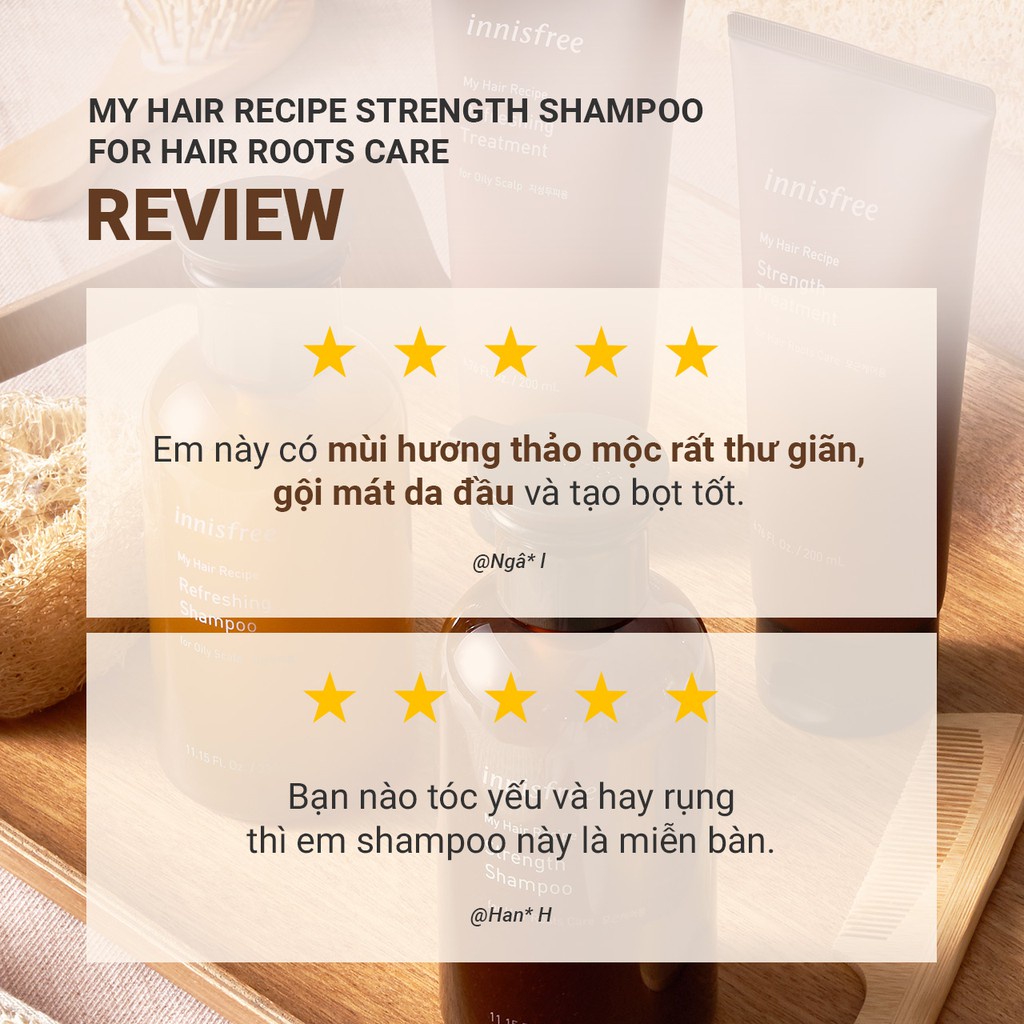 Dầu gội phục hồi gãy rụng innisfree My Hair Recipe Strength Shampoo for Hair Roots Care 330ml