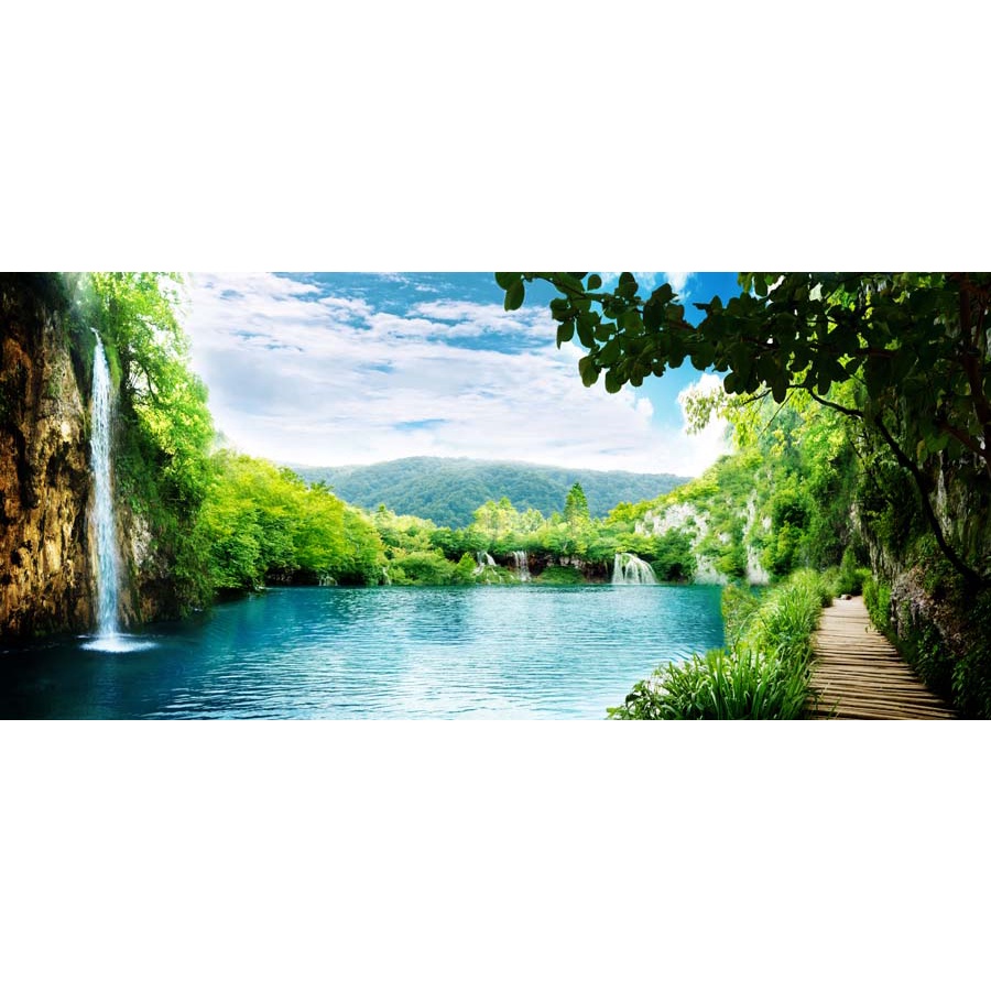 Tranh 3D Thác Nước Thiên Nhiên Đẹp Hũng Vỹ tạo thành khung cảnh tuyệt đẹp như trong cổ tích