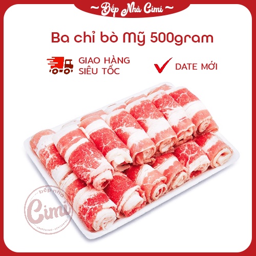 Ba Chỉ Bò Mỹ 500g - Thịt Bò Nhúng Lẩu - Bếp Nhà CIMI