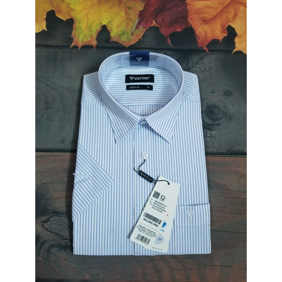 Aó sơ mi nam Việt Tiến ngắn tay mã 1N3292NT3 chính hãng ,cao cấp - form suông REGULAR - tà bầu ,họa tiết .SHOP HỨA