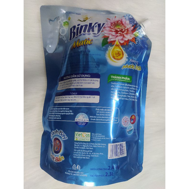 Nước giặt Binky hương nước hoa túi 2,4Kg (2,3 lít)