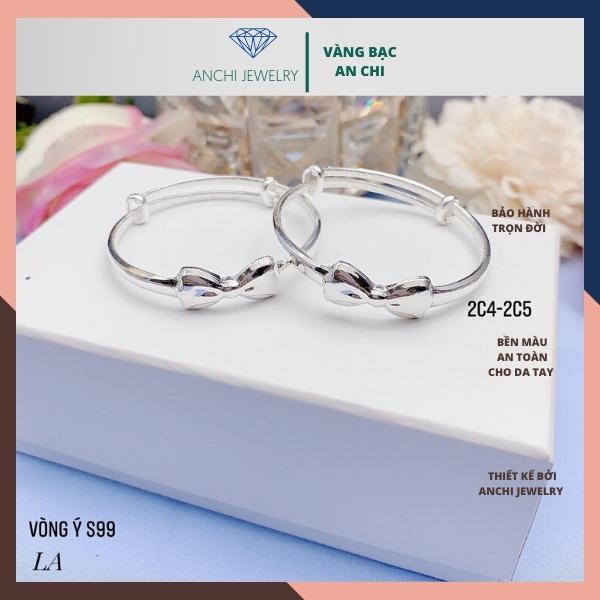 Kiềng tay nơ khắc tên cho bé gái, chuẩn bạc ta sáng đẹp không lo xuống màu - Vàng bạc an chi