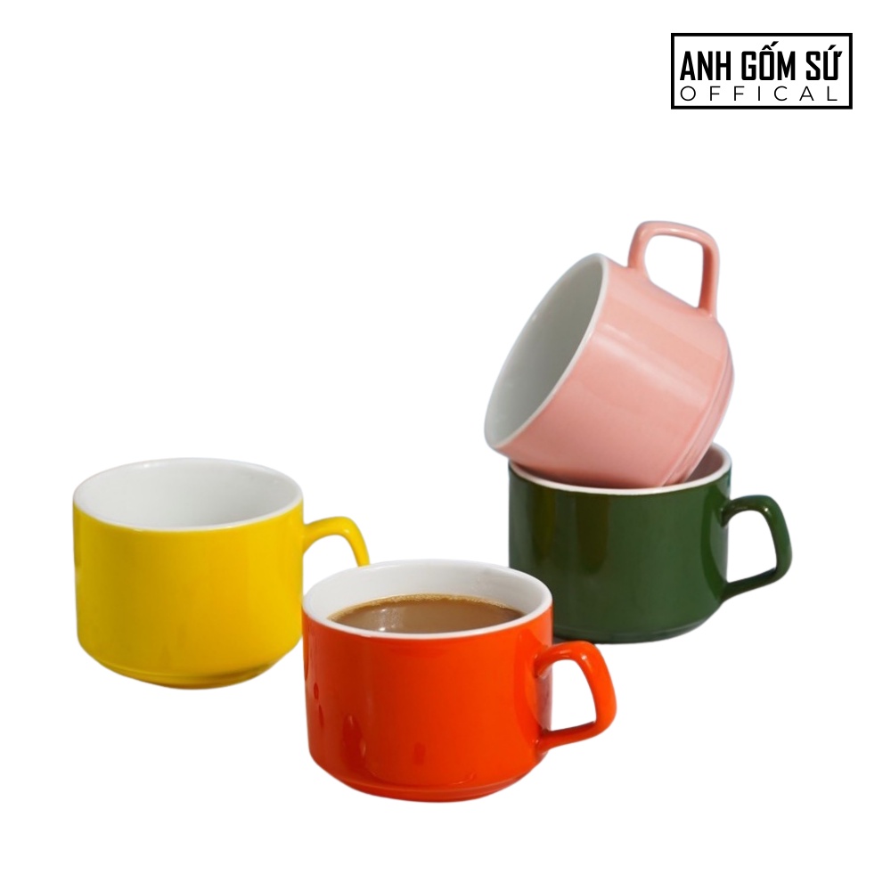 Cốc sứ vân đá Bát Tràng cao cấp - ly sứ uống cà phê dung tích 250ml, nhiều màu đẹp