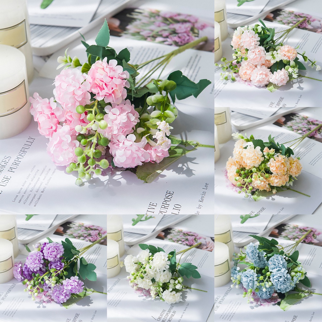 1 Bó Hoa Cẩm Tú Cầu Nhân Tạo Linh Hoạt Nhiều Màu Trang Trí Sân Vườn