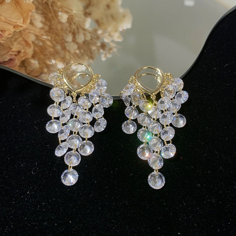 Đôi Khuyên Tai Dài Hình Trái Tim Đính Đá Sang Trọng 2022 Cho Nữ