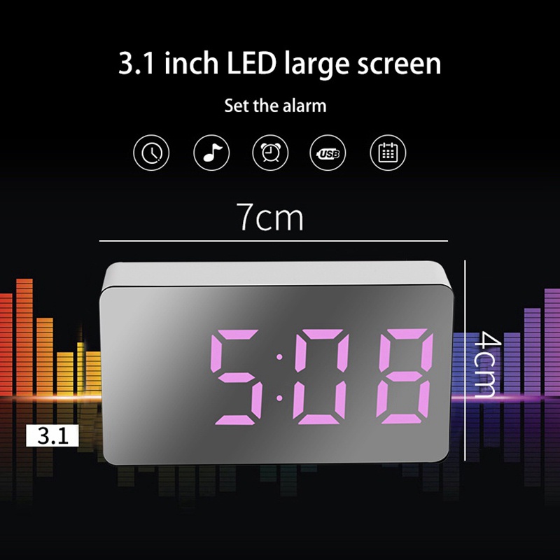 Đồng Hồ Báo Thức Kỹ Thuật Số Để Bàn Cổng USB Có Đèn LED Hiển Thị Nhiệt Độ