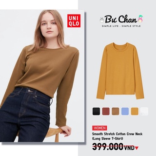 Áo Thun UNIQLO Cotton Mềm Co Giãn Cổ Tròn Dài Tay - UNIQLO Nhật