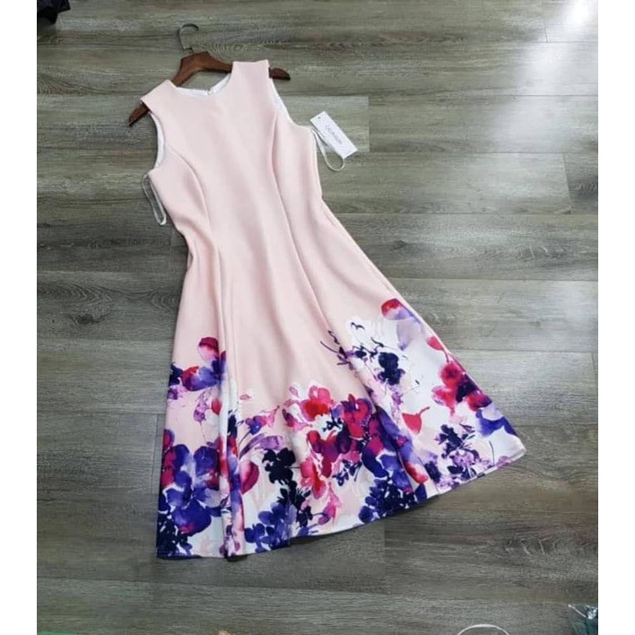 Đầm Thun 8 mảnh xòe chân hoa