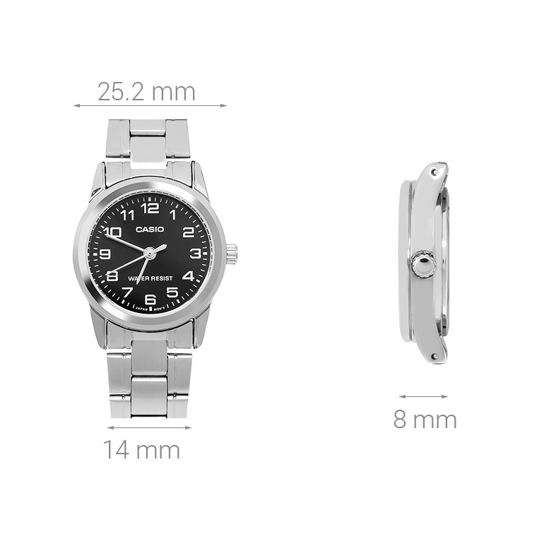 Đồng hồ nữ CASIO LTP-V001D-1BUDF Dây kim loại - Mặt đen- chống nước 5 atm trẻ trung
