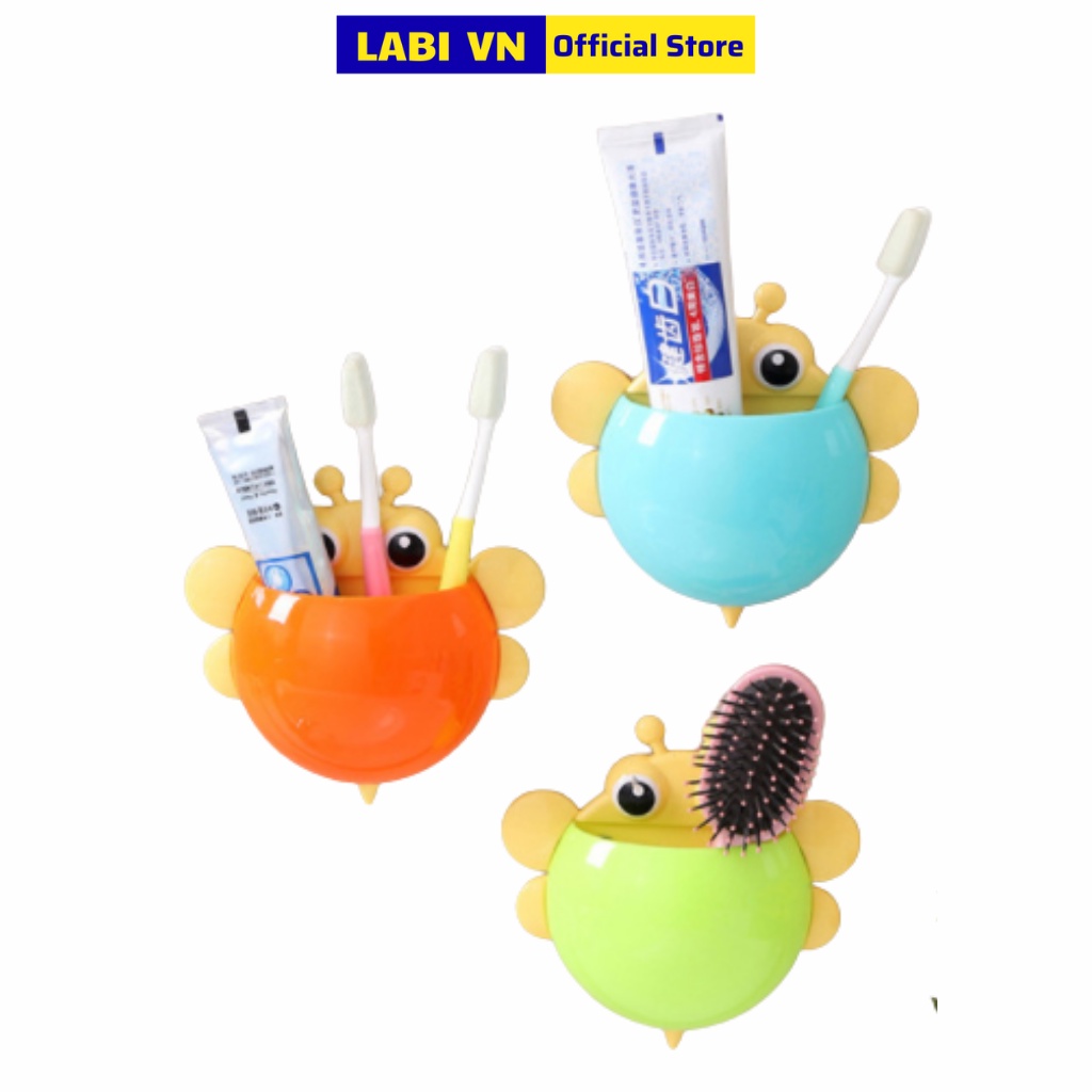 Kệ để bàn chảy đánh răng dán tường cho trẻ em siêu cool hình con ếch, bọ cam LABI VN LB216