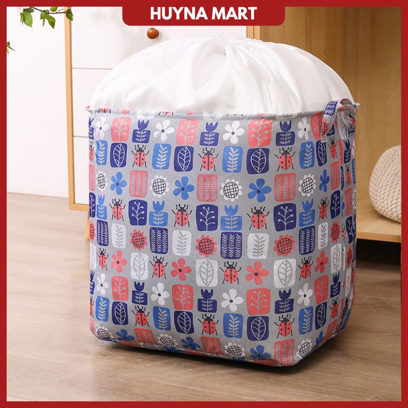 Túi Đựng Quần Áo Chăn Ga Cỡ Lớn 100L, Gấp Gọn, Vải Oxford, Miệng Túi Dây Rút, Chống Thấm, Bụi Bẩn Huyna Mart TD03