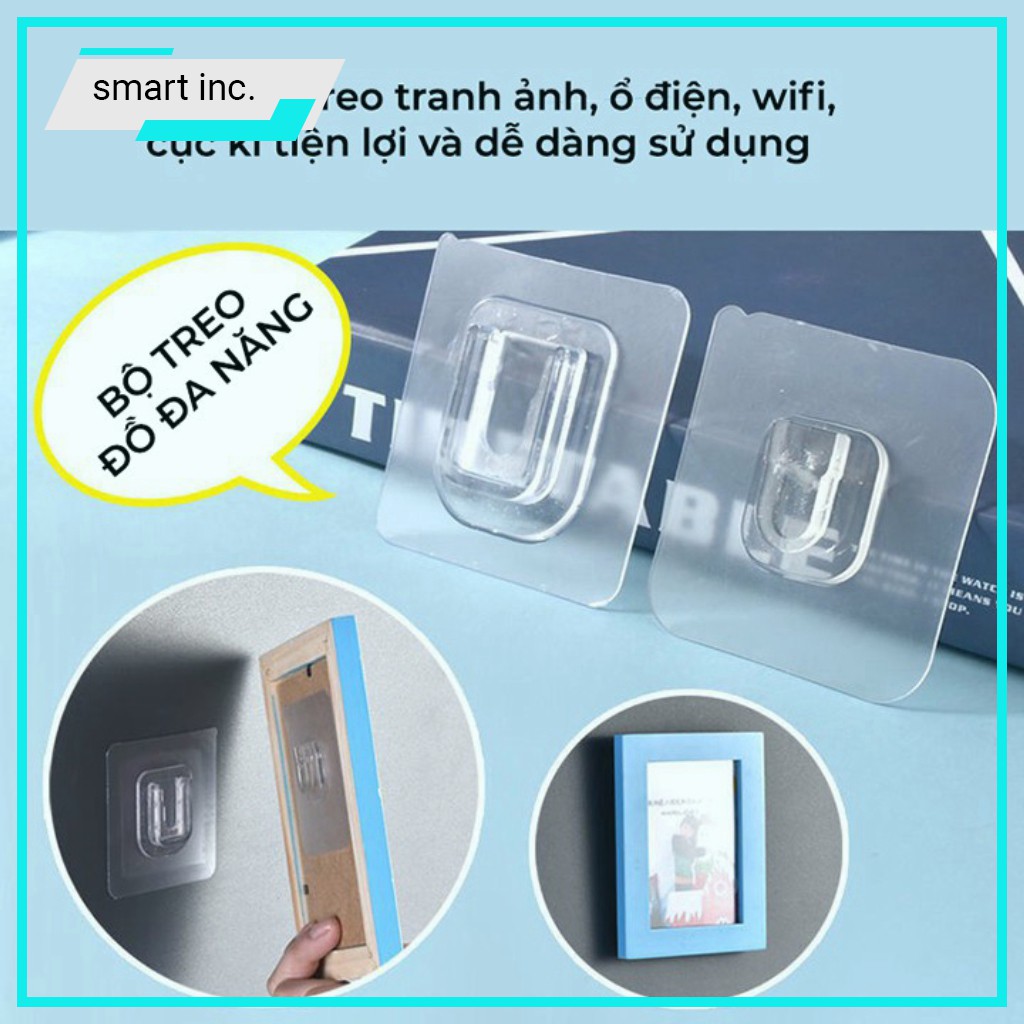 Móc Chữ U Dán Treo Đồ Đỡ Ổ Cắm Điện Tranh Ảnh Cục Phát Wifi Dính Chắc Trong Suốt Móc Dán Gắn Tường Máng Đồ Chịu Lực