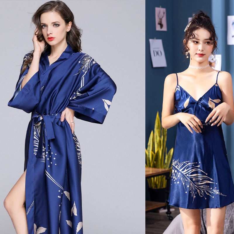 2021Áo choàng ngủ chất lụa dáng dài thời trang xuân thu quyến rũ cho nữ | BigBuy360 - bigbuy360.vn