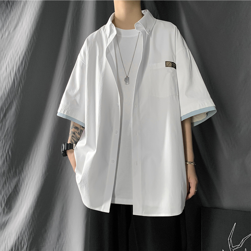 Áo Sơ Mi Nam Ngắn Tay Cổ Bẻ Thời Trang Hàn | BigBuy360 - bigbuy360.vn