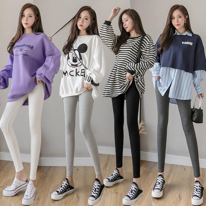 Quần legging nữ len tăm lưng cao nỉ nữ dáng dài ôm body cạp chữ