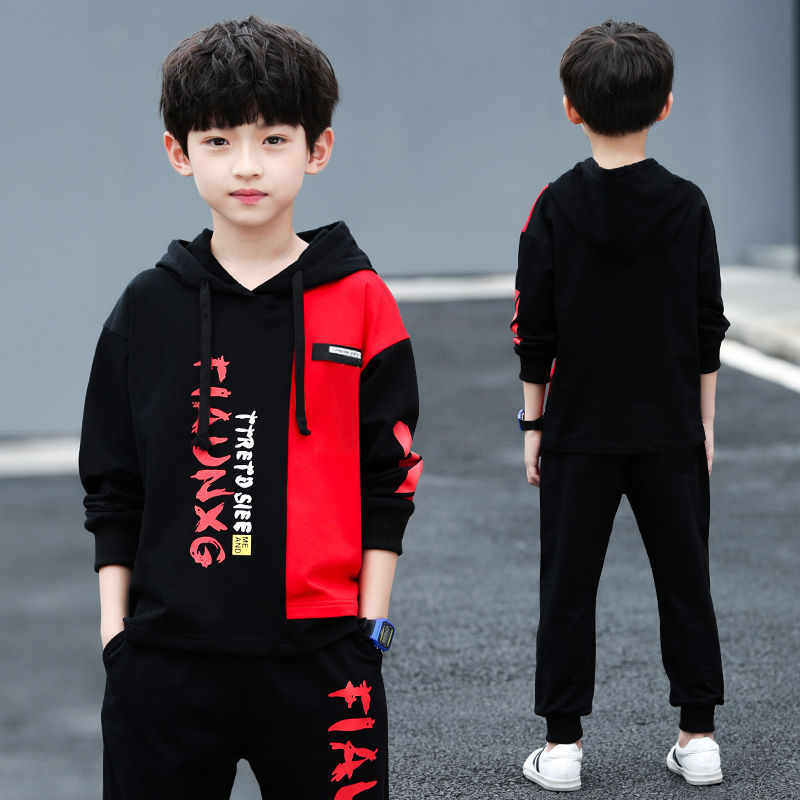 Spot children's autumn boys' suit 2021 new autumn Korean fashion handsome loose casual two piece boys' sweater